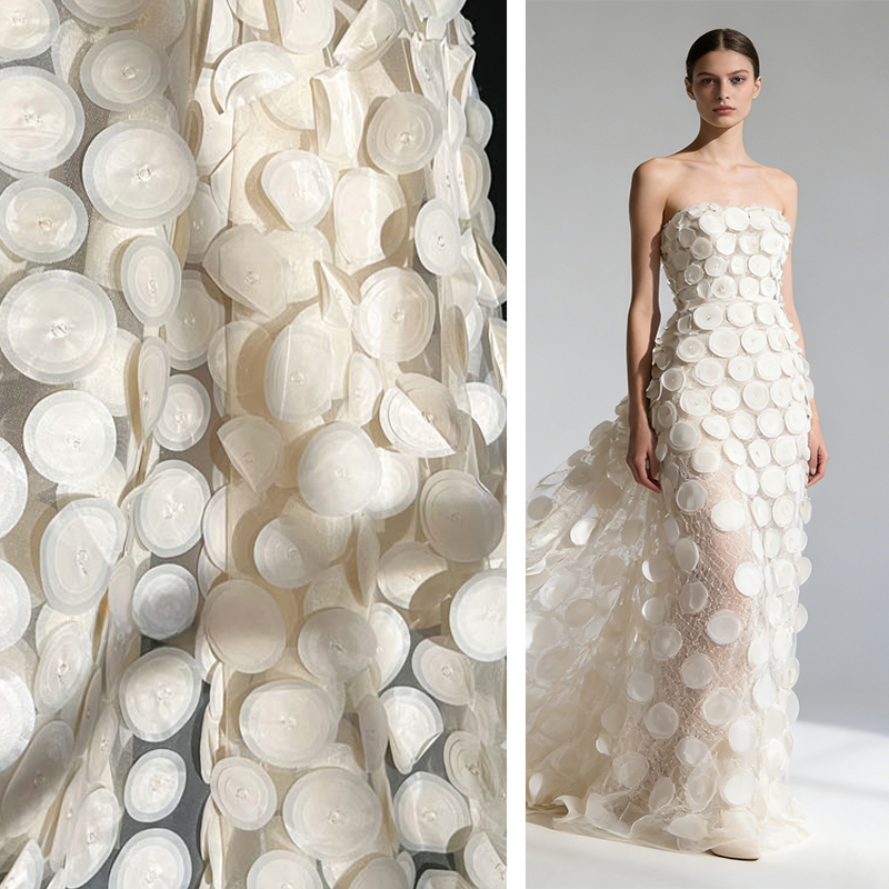 Crystal Mesh Fabric - Tkanina siatkowa 3D wielowarstwowa, okrągła, z