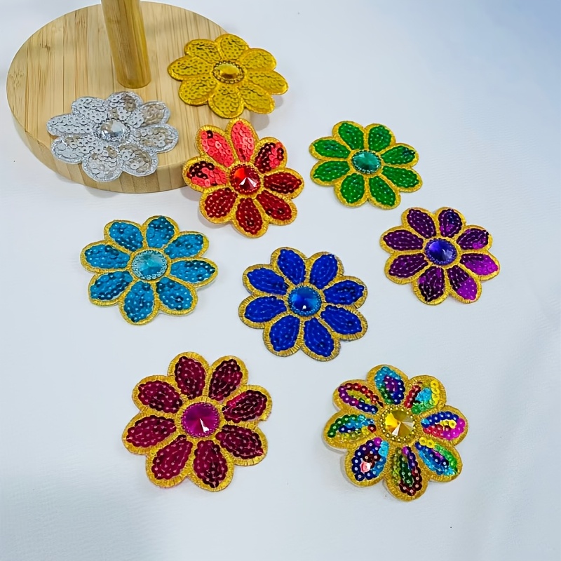 Applique Patch Flower - 10 szt. Kwiatowe aplikacje z cekinami,