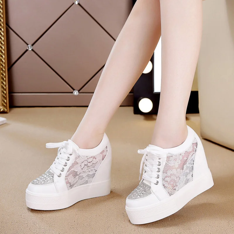 Crystal Mesh Fabric - Modne trampki damskie buty na platformie