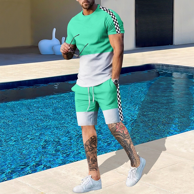 Embellish Knit - Męski zestaw dwuczęściowy: szorty i T-shirt