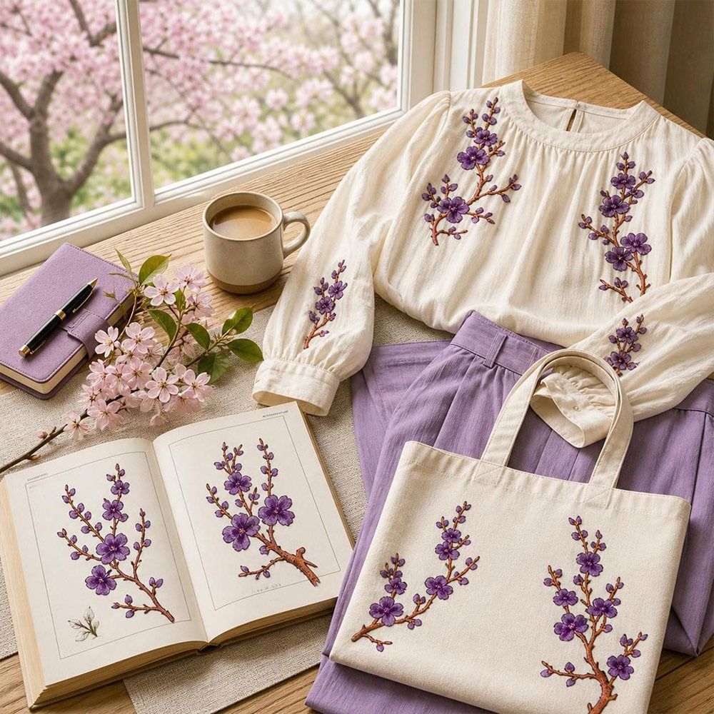 Applique Patch Flower - Samodzielnie wykonane naszywki z kwiatem wiśni