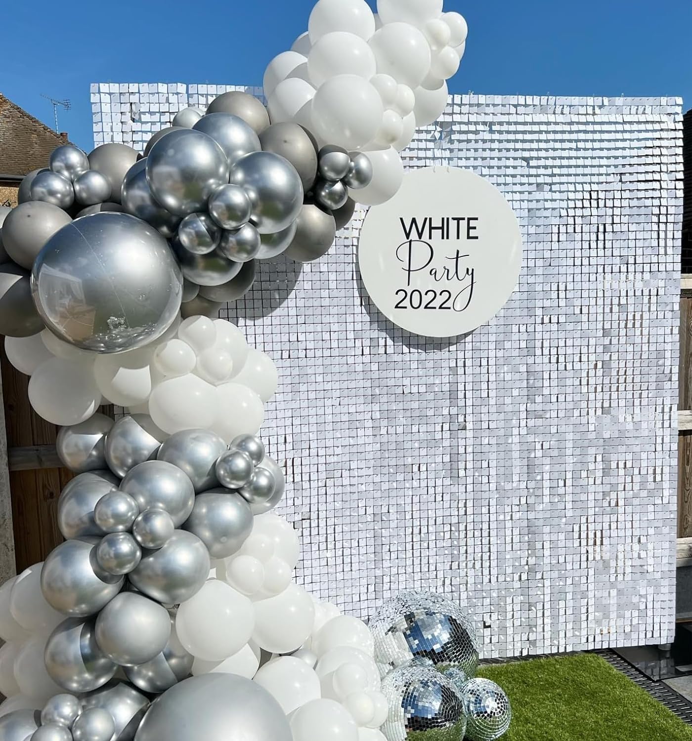 Sequin Fabric Panel - 9/12/16/18szt Białe cekinowe błyszczące panele ścienne
