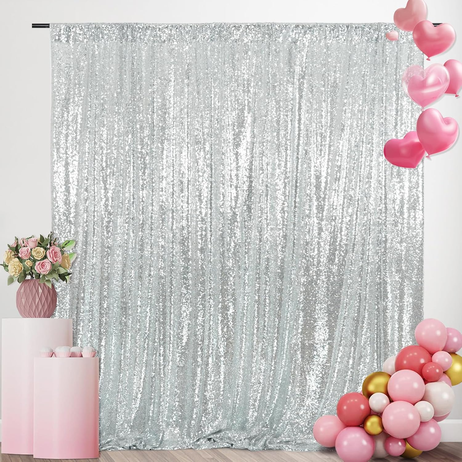 Srebrne cekinowe tła fotografi – Sequin Fabric Panel recenzja i cena