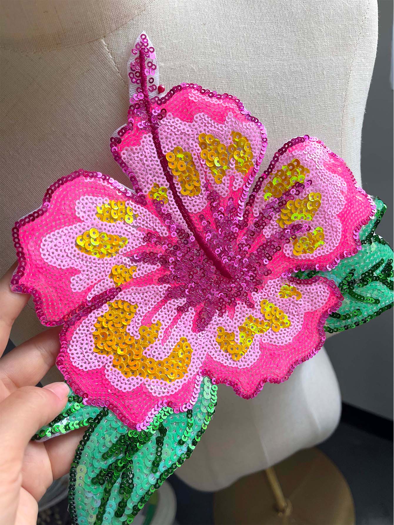 1 sztuka 26CM błyszczące różow – Applique Patch Flower recenzja i cena