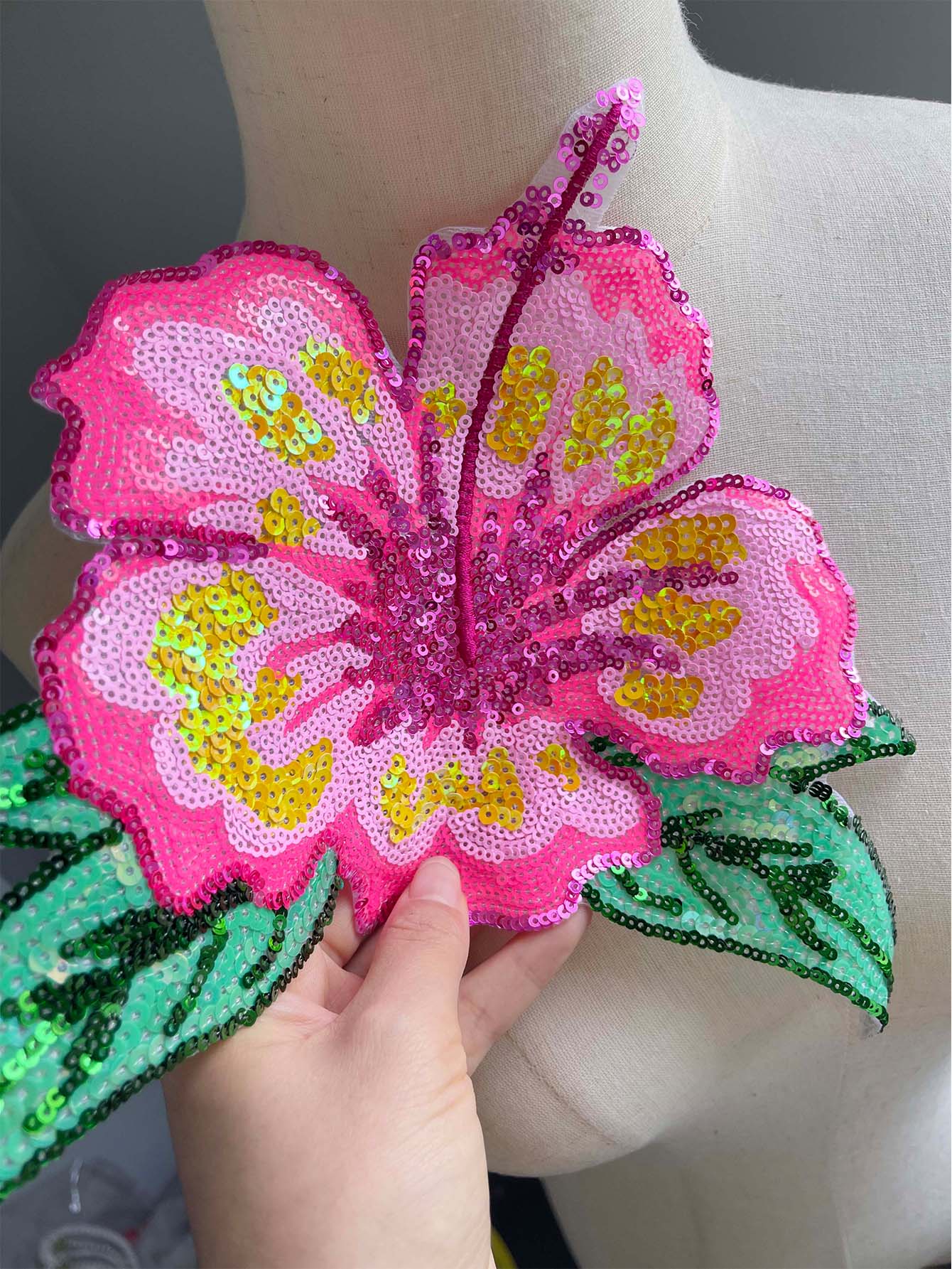 1 sztuka 26CM błyszczące różow – Applique Patch Flower recenzja i cena